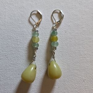 Jade And Aventurine Drop Earrings